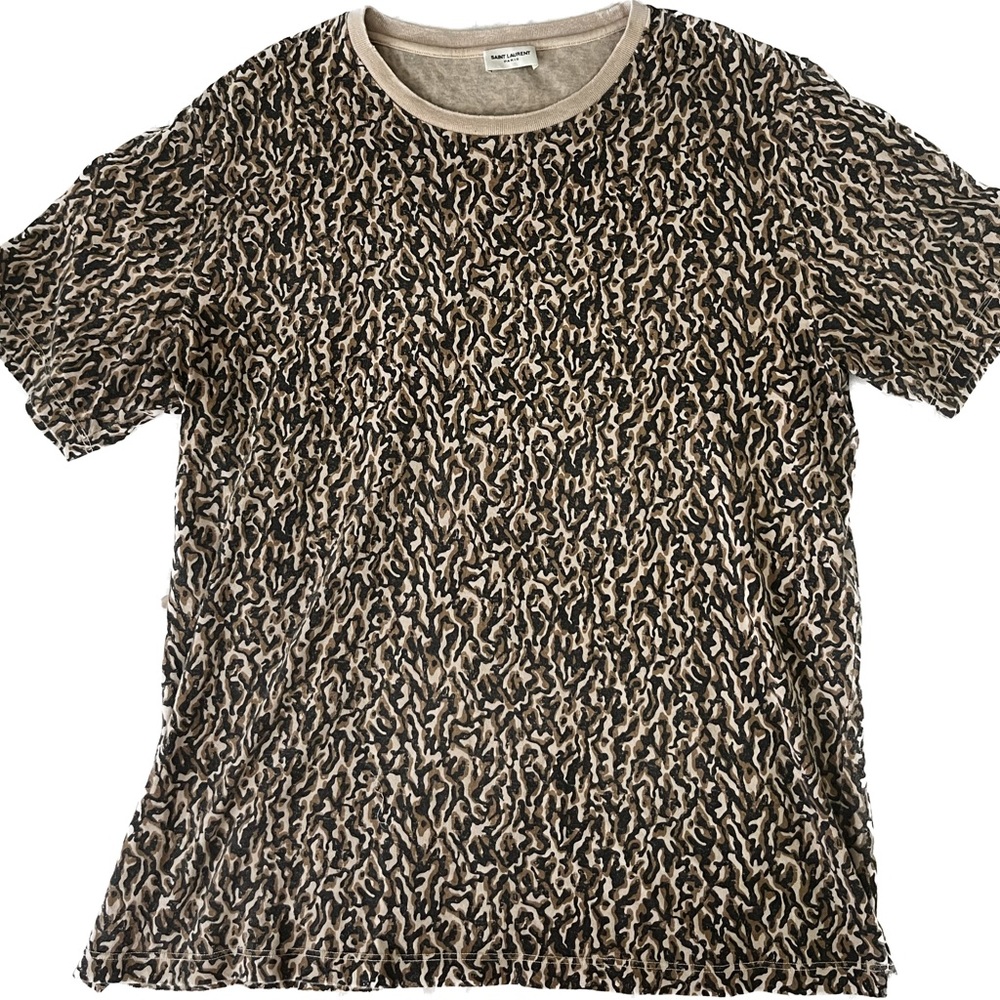 Saint Laurent Paris XXL t shirt khaki abstract print